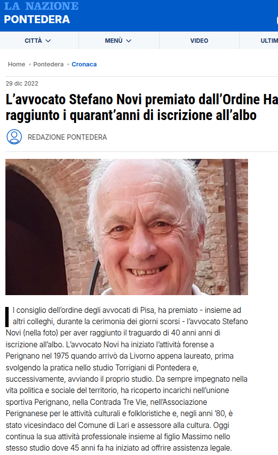 Premiato l’avvocato Stefano Novi