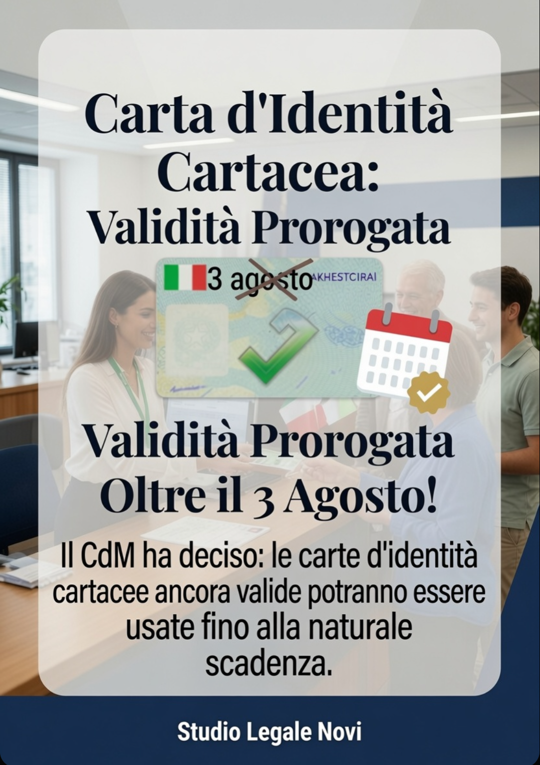 Prorogata la validità della carta di identità cartacea